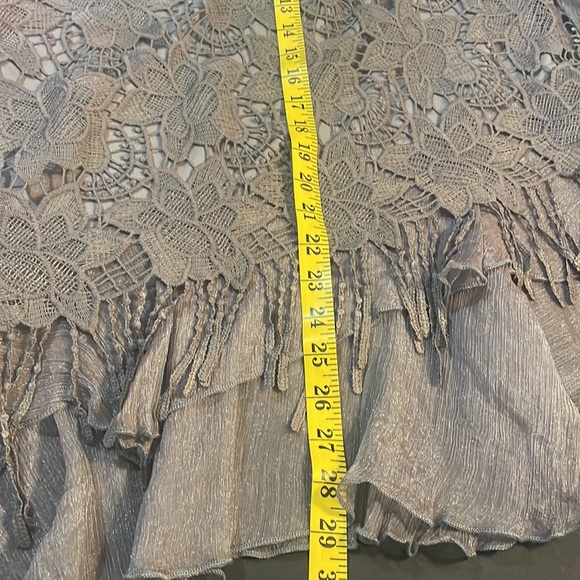 Pretty Angel Baby Doll Dress, Tunic, Lace, Floral,sheer,Fringe,Gray,Small - Picture 7 of 12